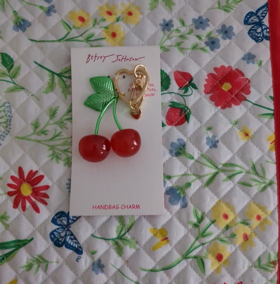 Betsey Johnson Cherry Keychain Bag Charm New - Picture 1 of 5